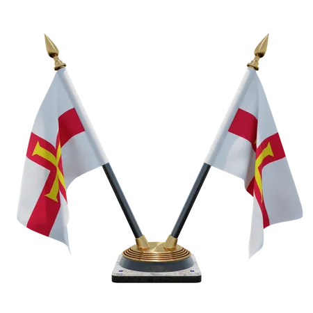 Guernsey Double Desk Flag Stand  3D Flag