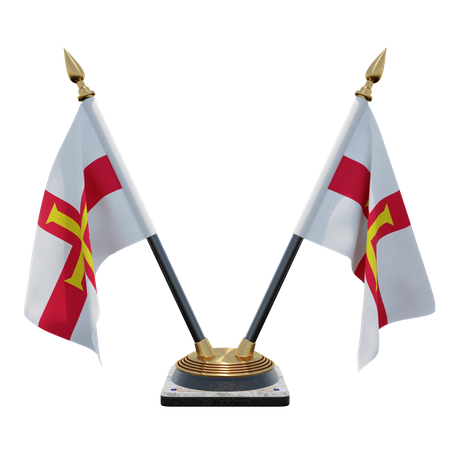 Guernsey Double (V) Desk Flag Stand  3D Icon