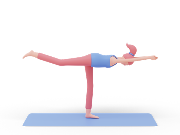 Postura de ioga do guerreiro três  3D Illustration