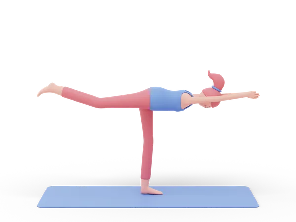 Postura de ioga do guerreiro três  3D Illustration