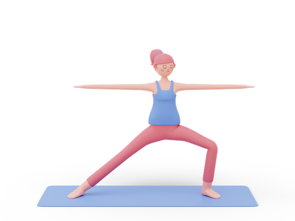 Pose de yoga du guerrier deux  3D Illustration