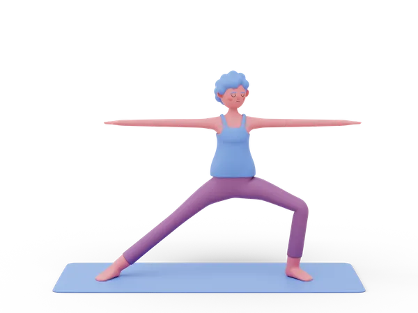 Pose de yoga du guerrier deux  3D Illustration