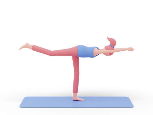 Posture de yoga du guerrier trois  3D Illustration