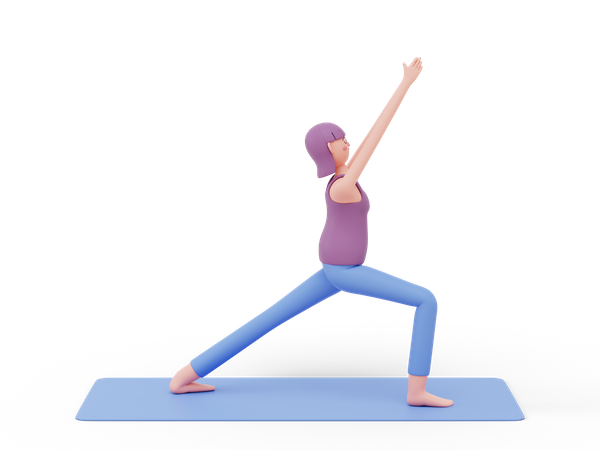 Posture de yoga du guerrier un  3D Illustration