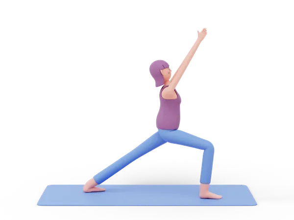 Posture de yoga du guerrier un  3D Illustration
