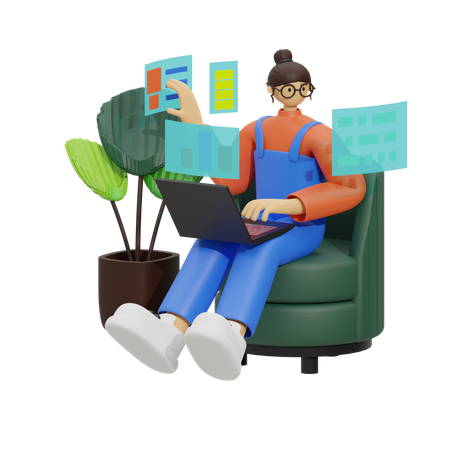 Guia para produtividade baseada em sofá  3D Illustration
