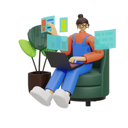 Guide to Sofa-Based Productivity  3D Illustration