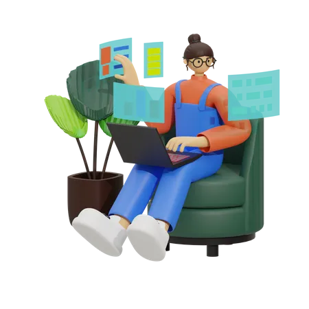 Guide to Sofa-Based Productivity  3D Illustration