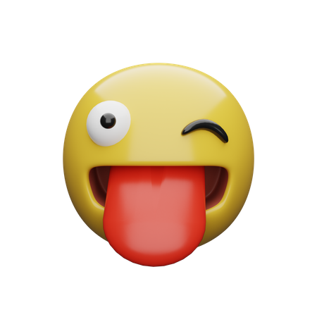 Cara guiñando un ojo con la lengua  3D Emoji