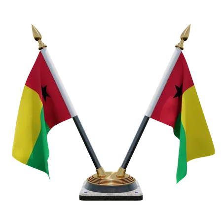 Guinea Bissau Double Desk Flag Stand  3D Flag