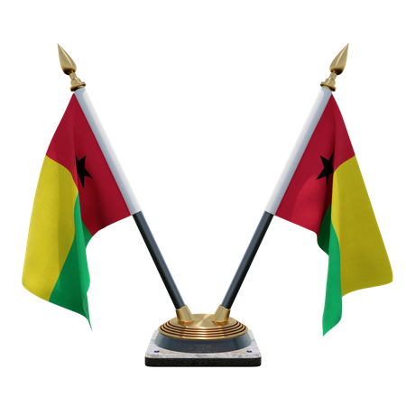 Guinea Bissau Double Desk Flag Stand  3D Illustration