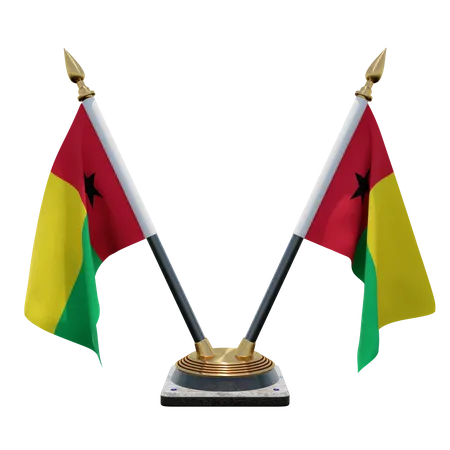Guinea Bissau Double (V) Desk Flag Stand  3D Icon