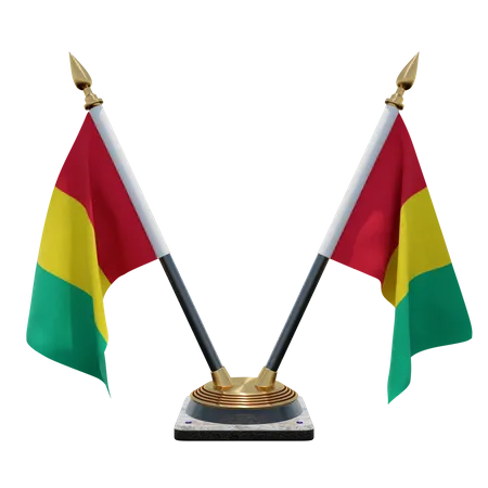 Soporte para bandera de escritorio doble (V) de Guinea  3D Icon