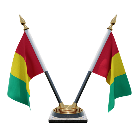 Doppelter Tischflaggenständer für Guinea  3D Flag