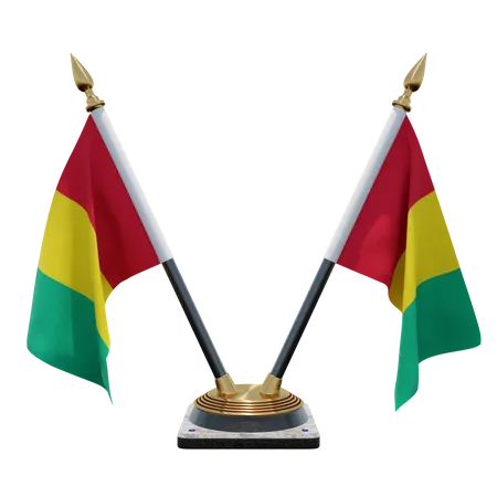 Guinea Double Desk Flag Stand  3D Illustration