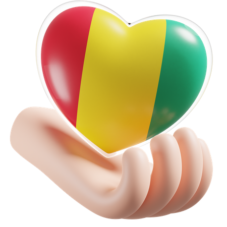 Guinea Flag Heart Hand Care 3D Icon