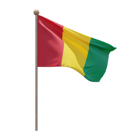 Mât de drapeau de la Guinée  3D Flag