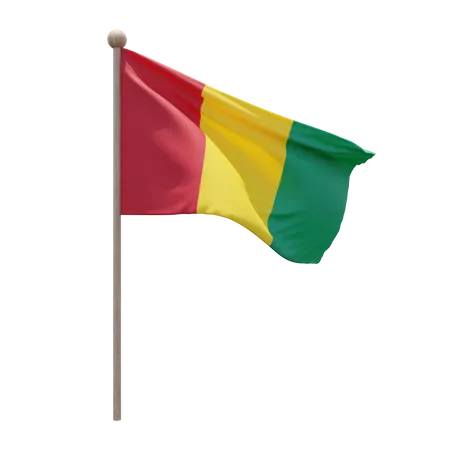 Mât de drapeau de la Guinée  3D Flag