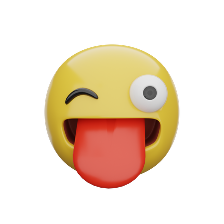 Cara guiñando un ojo con la lengua  3D Emoji