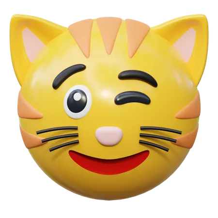 Guino Ojo Cara Expresion Gato Emoticon Pegatina 3 D Icono Ilustracion 3D Icon