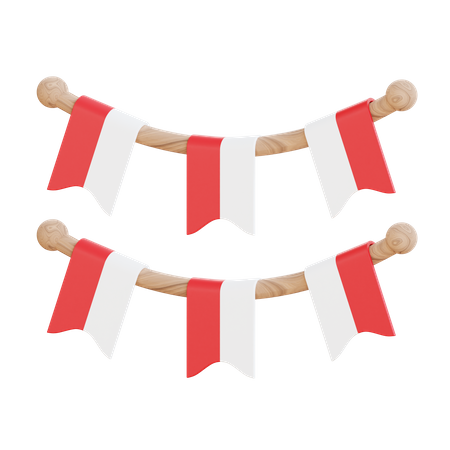 Guirlanda de bandeira da indonésia  3D Icon