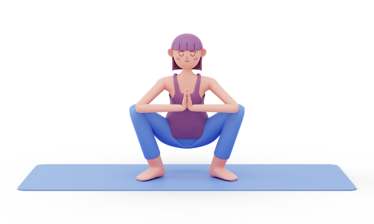 Pose de yoga en guirlande  3D Illustration