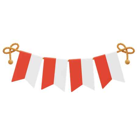 Guirnalda con la bandera de Indonesia 1  3D Icon