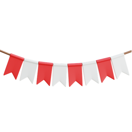 Guirnalda de la bandera de indonesia  3D Icon