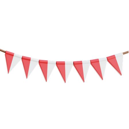 Guirnalda de la bandera de indonesia  3D Icon
