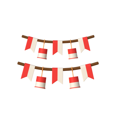 Guirnalda de la bandera de indonesia  3D Icon