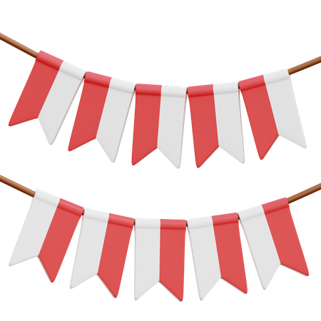 Guirnalda de la bandera de indonesia  3D Icon