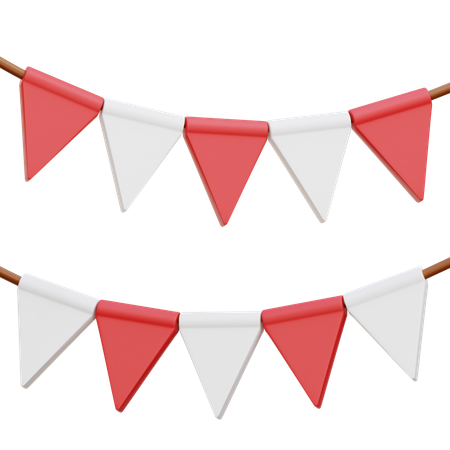 Guirnalda de la bandera de indonesia  3D Icon