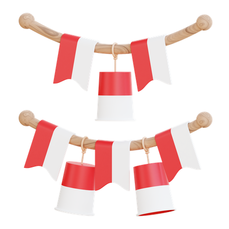 Guirnalda de la bandera de indonesia  3D Icon