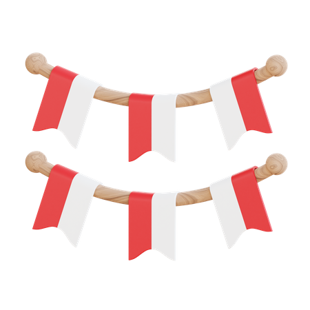 Guirnalda de la bandera de indonesia  3D Icon