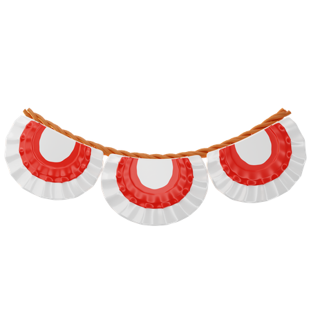 Guirnalda de la bandera de indonesia  3D Icon