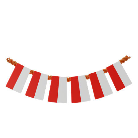 Guirnalda de la bandera de indonesia  3D Icon