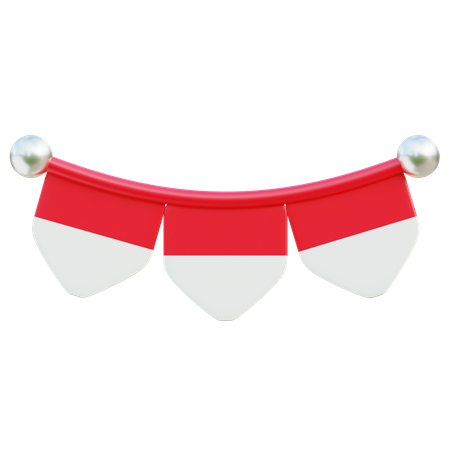 Guirnalda del banderín de la bandera de indonesia  3D Icon
