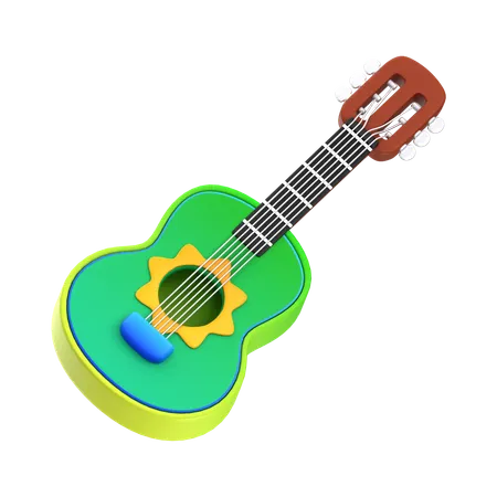 3 D Rendering Carnival Guitar Illustration 3D Icon