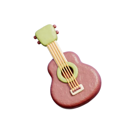 3 D Guitar Camping Elements Travel Hiking Adventure 3D Icon