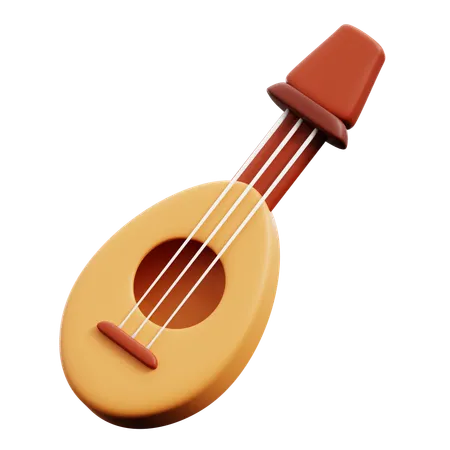 Oud Middle Eastern Guitar Music Instrument For Muslim Community Festival 3 D Icon Illustration Render Design 3D Icon