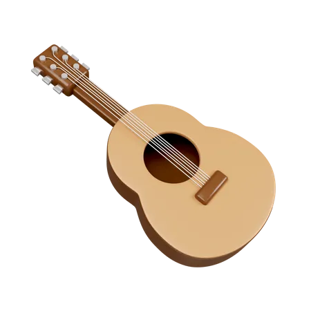 3 D Guitar Elements For Camping Hiking Summer Camp Traveling Trip Icon Isolated On White Background 3 D Rendering Illustration Clipping Path 3D Icon