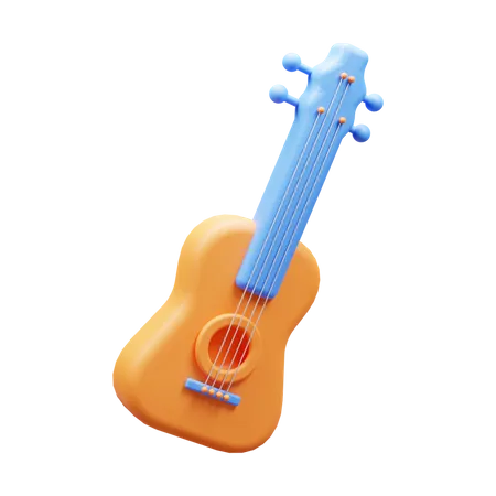 3 D Guitar Travel Icon Isolated Or 3 D Summer Guitar Icon Illustration 3D Icon