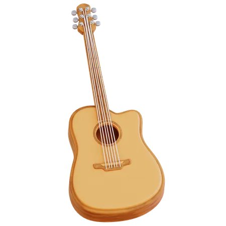 A Guitar With A Wooden Body And Strings Is A Title That Describes An Image Or Illustration Of A Guitar Made Of Wood With Visible Strings This Asset Is Suitable For Designs Related To Music Instruments Concerts Or Any Creative Project That Requires A Visual Representation Of A Guitar 3D Icon