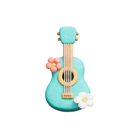 Guitar with flowers  3D Icon