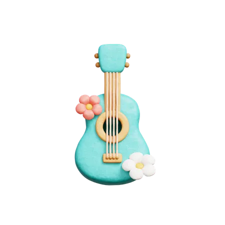 Guitare avec des fleurs  3D Icon