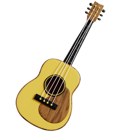 Guitarra acústica amarilla para acampar  3D Icon