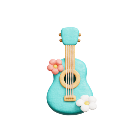 Guitarra com flores  3D Icon