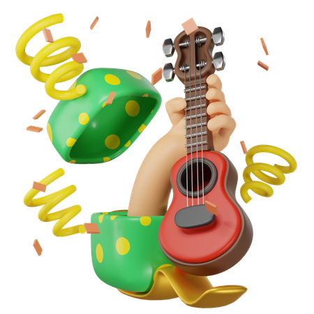 Guitarra y confeti  3D Icon