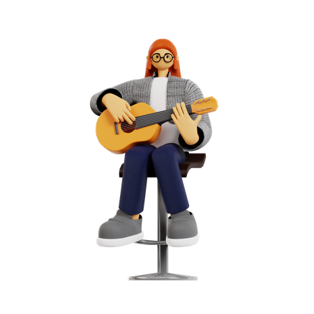 Guitarrista tocando la guitarra  3D Illustration