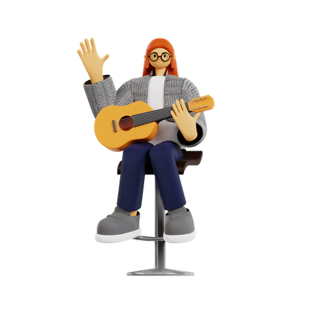 Guitarrista tocando la guitarra  3D Illustration